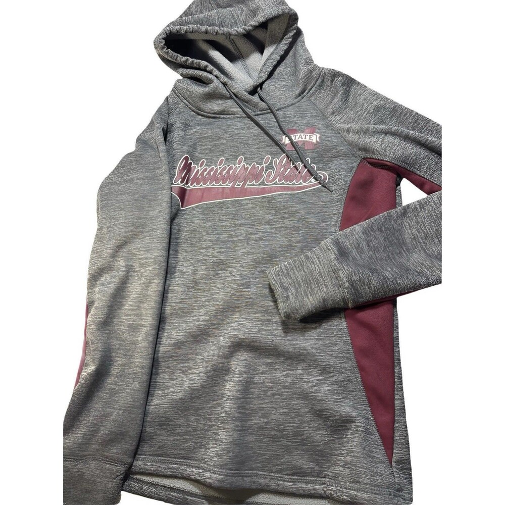 Colosseum Mississippi State Hoodie Mens Small Grey Maroon Excellent Pullover